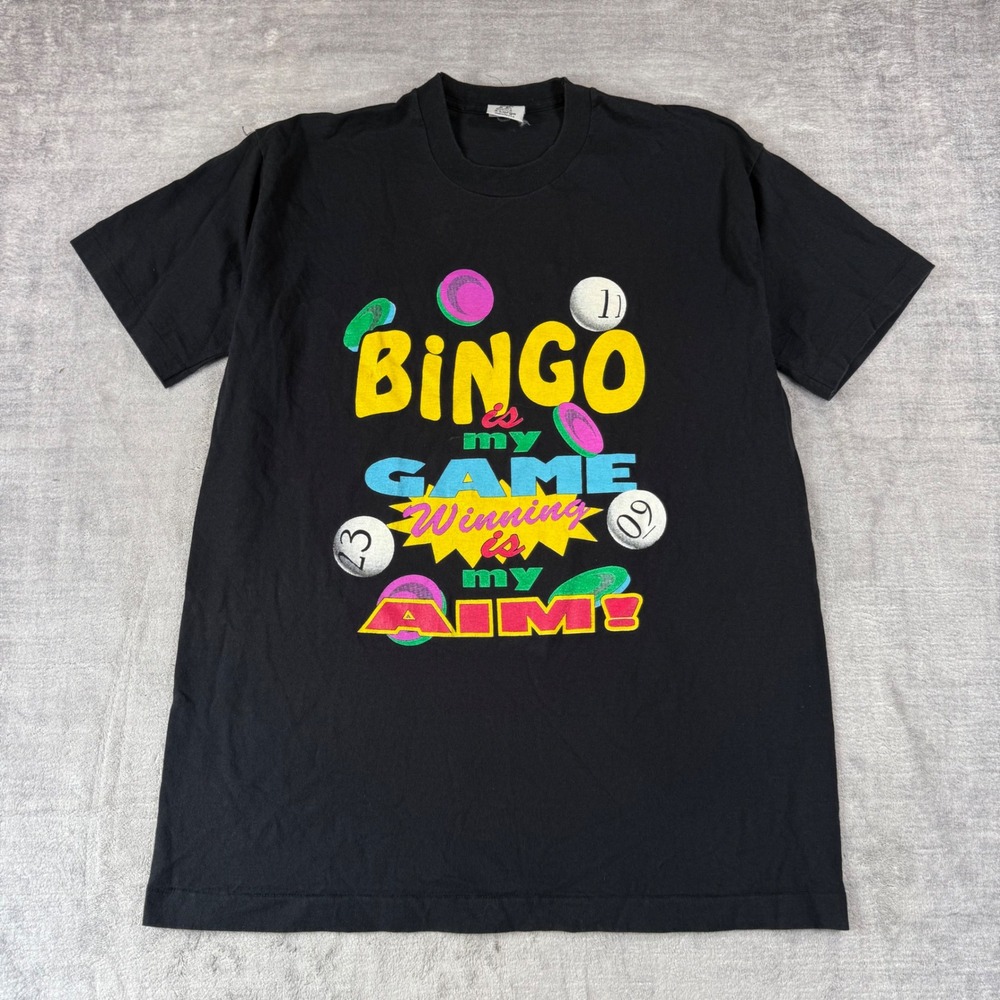 Vintage Bingo Shirt Mens XL Black Vtg 90s Hoops In The Hood Gamer Single Stitch